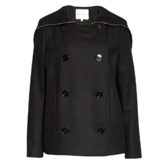 Judith and Charles Wool Blend Coat Black Double Breasted Peacoat Size 6 NWT - Picture 2 of 12